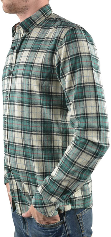 TOM TAILOR HERRINGBONE CHECKED SHIRT DUSTY SMOKE GREEN 20307950012 COL.7519