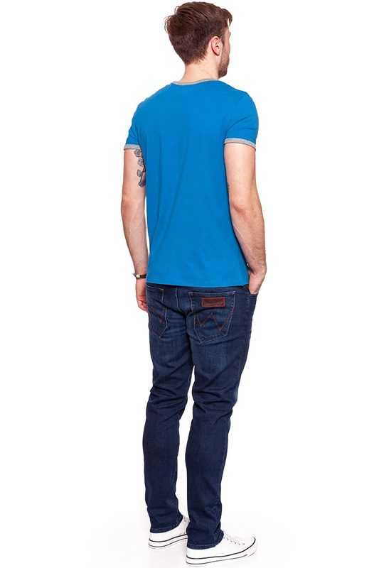 KOSZULKA WRANGLER LOGO RINGER TEE DEEP WATER W7B68FQDF 112131528