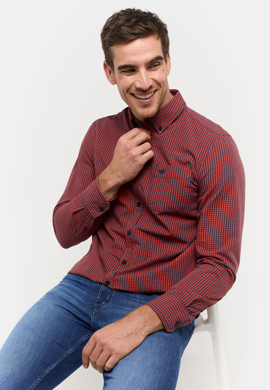 Męska Koszula MUSTANG Chester Gingham Check Orange Navy 1014765 12549
