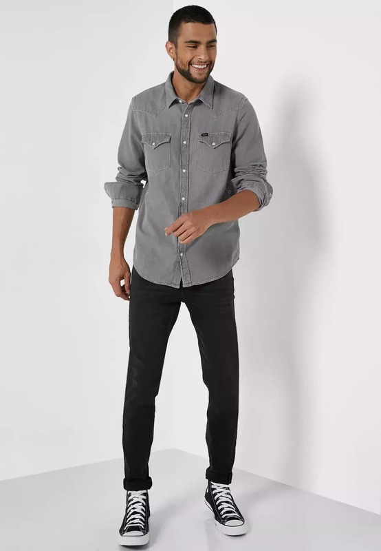 LEE REGULAR WESTERN MĘSKA KOSZULA JEANSOWA STEEL GREY L66WPA65 112145396