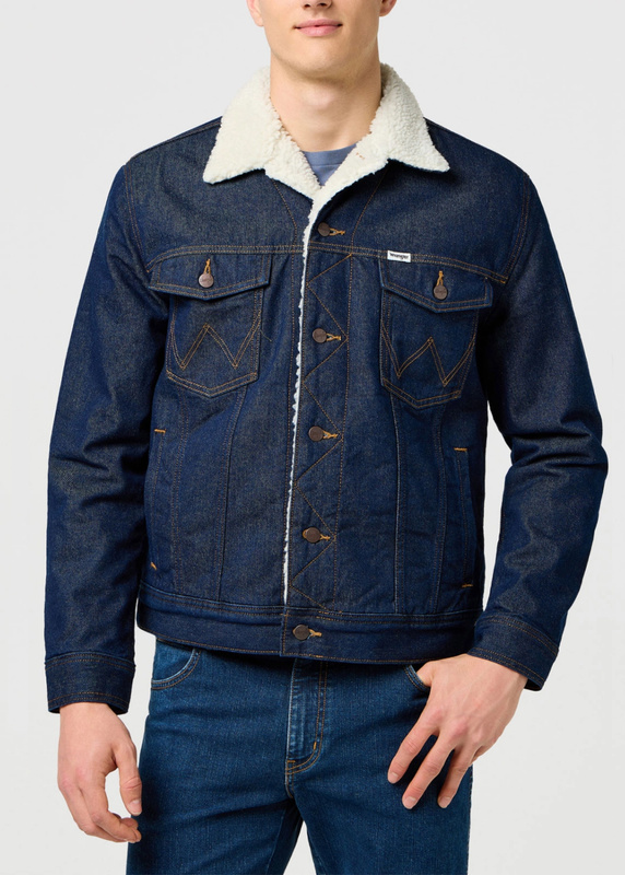 MESKA KURTKA JEANSOWA WRANGLER SHERPA DENIM JACKET CLEAN RINSE 112371364