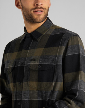 LEE WORKER SHIRT MĘSKA KOSZULA RELAXED FIT OLIVE GREEN L68HRINX 112117175