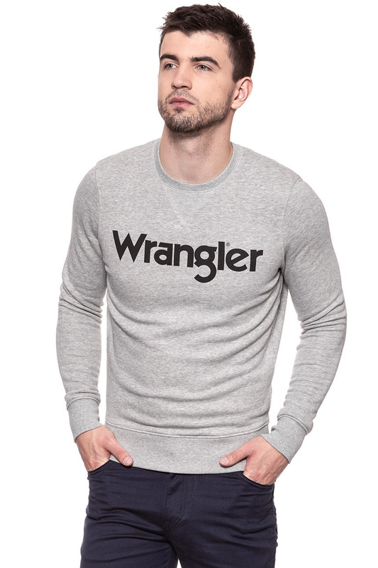 WRANGLER LOGO CREW MID GREY MEL W6570HY37 112130587