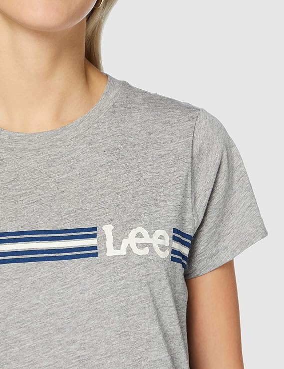 LEE STRIPE LOGO TEE DAMSKA KOSZULKA Z KRÓTKIM RĘKAWEM T-SHIRT LOGO GREY MELE L42MEH37 112109396
