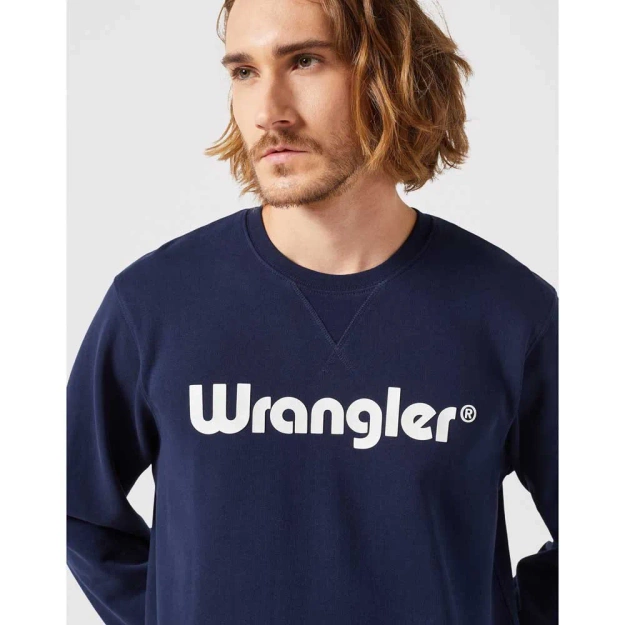 MESKA BLUZA WRANGLER LOGO CREW SWEAT NAVY 112350539
