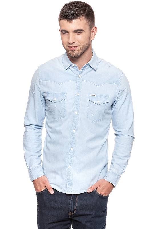 KOSZULA JEANSOWA MĘSKA WRANGLER LS WESTERN LIGHT STONE W5A231GZ6 112129994