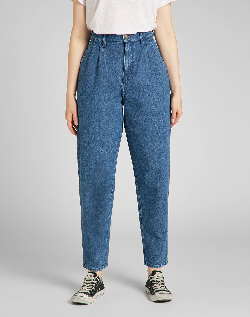 LEE PLEATED STELLA TAPER DAMSKIE SPODNIE JEANSOWE WASHED