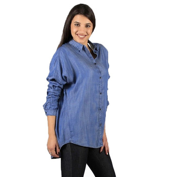 DAMSKA KOSZULA MATERIAŁOWA LEE LONGLINE SHIRT BLEACHED DENIM L46DKRES 112110890