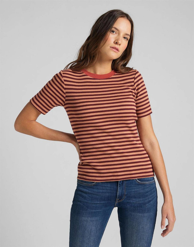 DAMSKI T-SHIRT LEE RIBBED TEE SANDY PEACH L44FPEOU 112109849