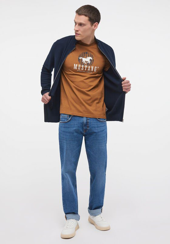 Mustang Style Edgar Zip Cardigan Total Eclipse 1014116 5226 MĘSKI SWETER
