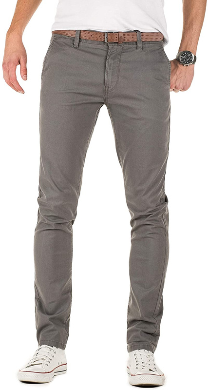 TOM TAILOR SPODNIE MĘSKIE SOLID SKINNY CHINO WITH BELT TORNADO GREY 64033420012 COL. 2661