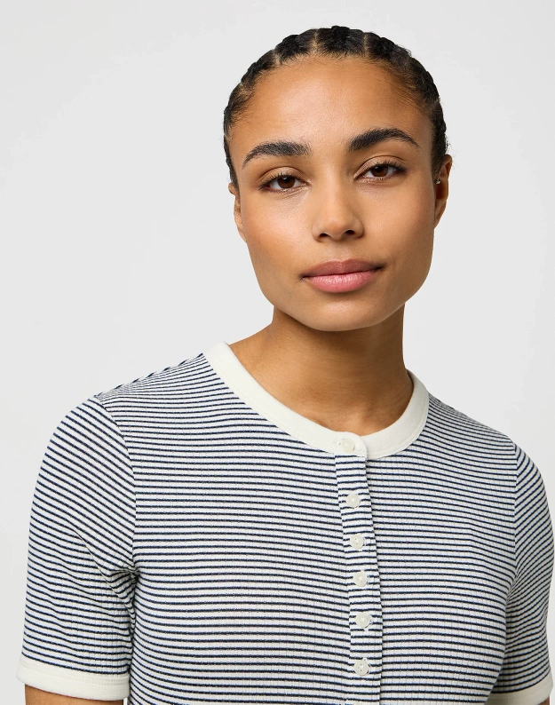 DAMSKA KOSZULKA WRANGLER FEMME KNIT HENLEY NAVY 112370742