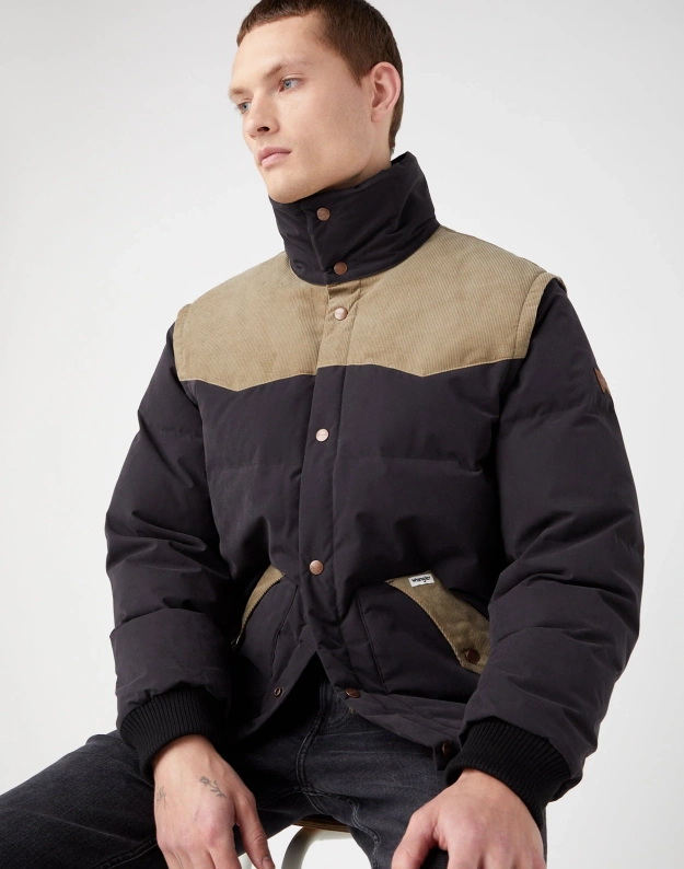 MĘSKA KURTKA ZIMOWA WRANGLER DETACHABLE SLEEVE BLACK 112341105