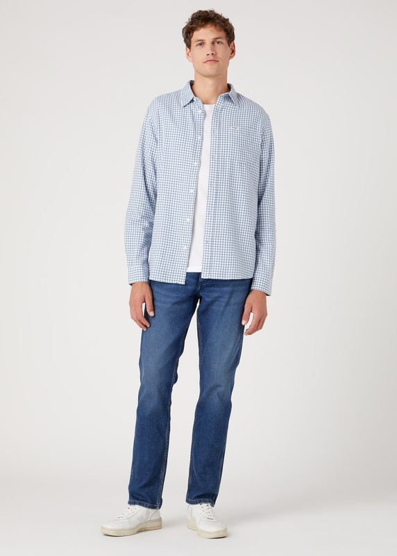 WRANGLER 1 POCKET SHIRT MĘSKA KOSZULA MATERIAŁOWA CAPTAINS BLUE W5A22L84Z 112337480
