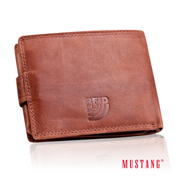 MUSTANG Denimo Wallet Side Opening With Button SKÓRZANY PORTFEL POJEMNY NA KARTY PREMIUM RFID