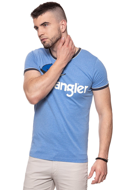 KOSZULKA WRANGLER RINGER LOGO TEE RIVIERA BLUE W7B45FQ7S 112131478