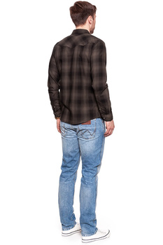KOSZULA WRANGLER LS WESTERN SHIRT CHOCOLATE BROWN W57163NVM 112129400