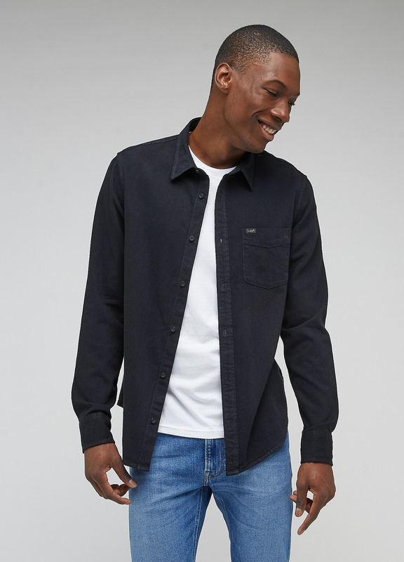 LEE BUTTON DOWN MĘSKA KOSZULA Z DŁUGIM RĘKAWEM  LOGO BLACK L880UX01
