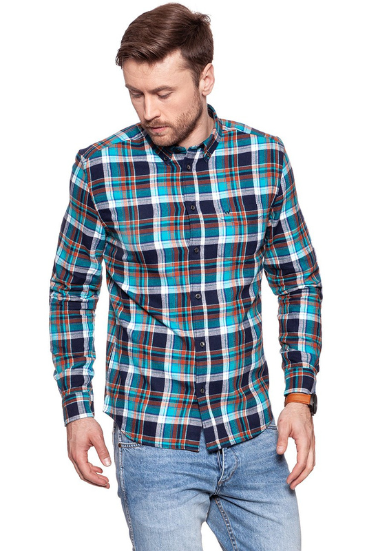 KOSZULA WRANGLER LS 1PKT BUTTON DOWN BLUE BAY W5874T2VG 112129586