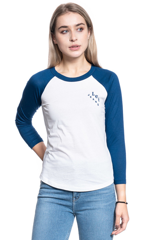 DAMSKA KOSZULKA Z DŁUGIM RĘKAWEM LEE REGLAN RINGER TEE SLIM FIT WASHED BLUE L41NWMLR 112109102