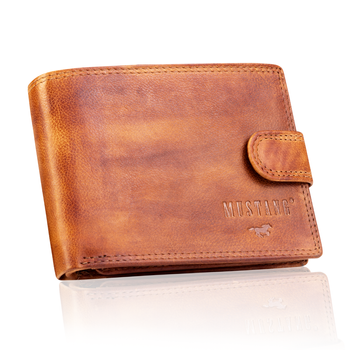 MUSTANG Denimo Wallet Side Opening With Button SKÓRZANY PORTFEL POJEMNY MA KARTY PREMIUM RFID