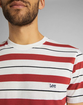 LEE STRIPE TEE RED OCHRE MĘSKI T-SHIRT KOSZULKA PASKI LOGO L62KFUOE 112114668