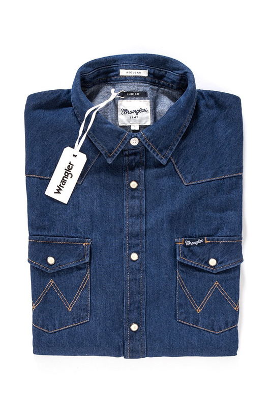 WRANGLER WESTERN DENIM SHIRT MID INDIGO W59731D8E