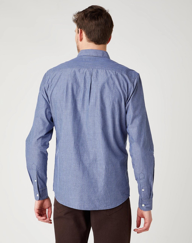 MĘSKA KOSZULA MATERIAŁOWA WRANGLER LS 1PKT SHIRT NAVY W5A15X114 112141419