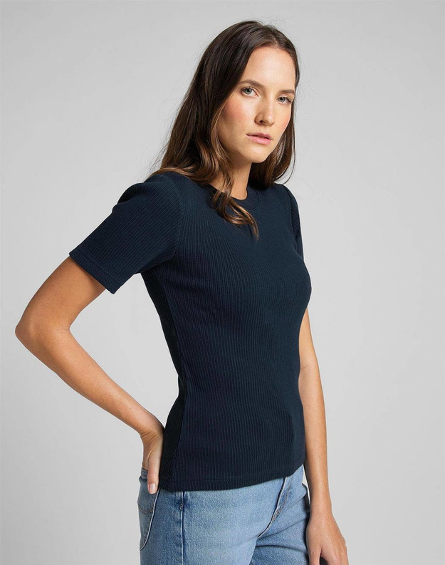 DAMSKI T-SHIRT LEE RIBBED TEE SKY CAPTAIN L44FPDHY 112109846