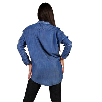 DAMSKA KOSZULA MATERIAŁOWA LEE LONGLINE SHIRT BLEACHED DENIM L46DKRES 112110890