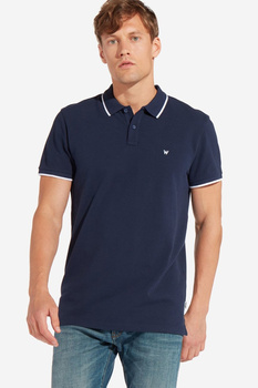 WRANGLER T-SHIRTS POLO MĘSKA KOSZULKA Z KRÓTKIM RĘKAWEM LOGO NAVY W7C10K435 112131620