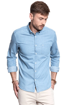 KOSZULA JEANSOWA MĘSKA WRANGLER L/S 1PKT BUTTON-DOWN LIGHT INDIGO W58838S4E 112129622