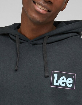 LEE LOOSE LOGO HOODIE MĘSKA BLUZA Z KAPTUREM LOGO WASHED BLACK LL17FTON 112331477
