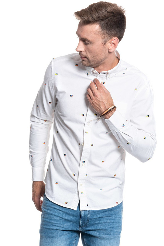 KOSZULA MĘSKA WRANGLER LS 1PKT BUTTON DOWN REAL WHITE W5A3BMXW1 112130026