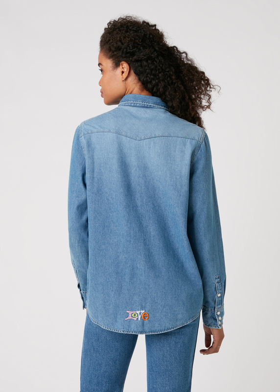 DAMSKA KOSZULA JEANSOWA WRANGLER BOYFRIEND WESTERN SH LOUD CRAFT W5Q1LW87A 112130287