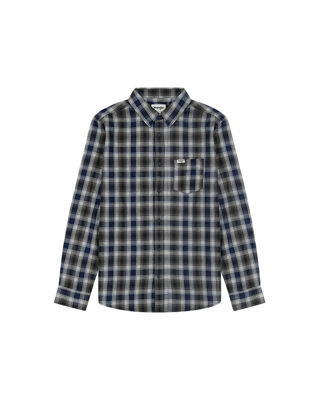 MĘSKA KOSZULA KRATA WRANGLER 1 PKT INDIGO SHIRT NAVY 112357226