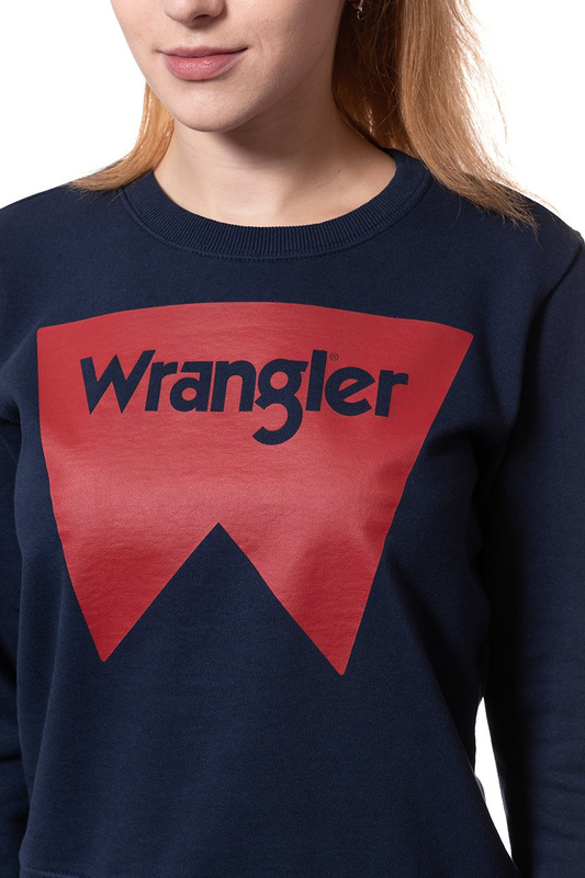 BLUZA WRANGLER DAMSKA LOGO CREW NAVY W6087HY35 112130466