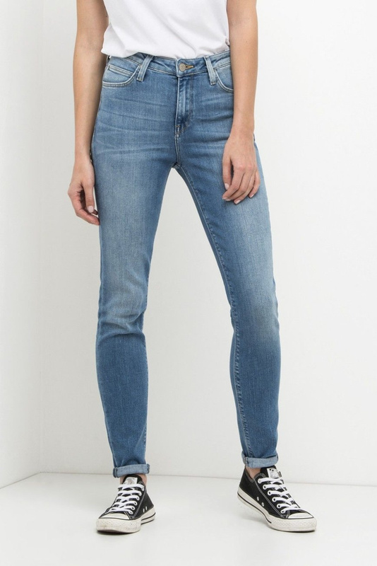 LEE SCARLETT HIGH DAMSKIE SPODNIE JEANSOWE STAKE BLUE L626KIMU