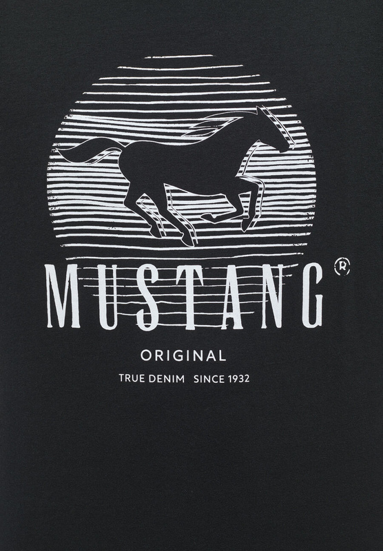 MUSTANG ALEX C PRINT MĘSKI T-SHIRT KOSZULKA LOGO NADRUK BLACK 1013803 4142