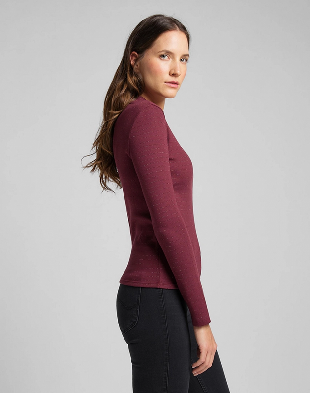 DAMSKA KOSZULKA LEE HIGH NECK LS RIB TEE RED OCHRE L44DPHOE 112109823