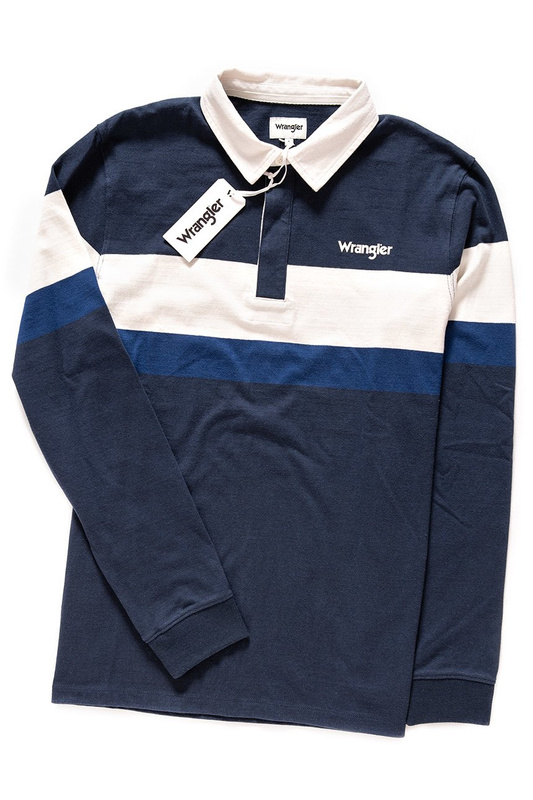 WRANGLER LS RUGBY POLO BLUE DEPTHS W7C22GSJY 112131654