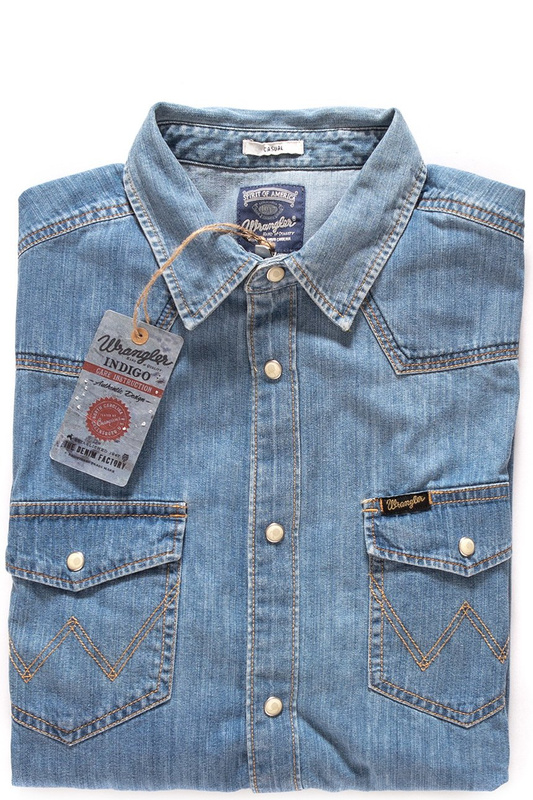 WRANGLER L/S CLASSIC WESTERN LIGHT INDIGO W5834O14E