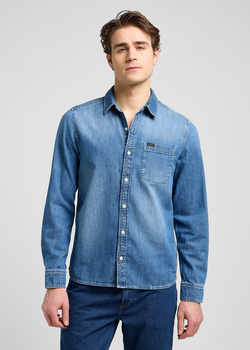 MESKA KOSZULA JEANSOWA  LEE LEESURE SHIRT MID BLUE DENIM 112370551