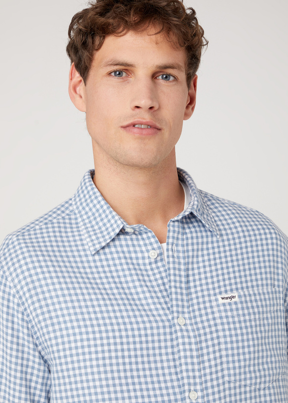 WRANGLER 1 POCKET SHIRT MĘSKA KOSZULA MATERIAŁOWA CAPTAINS BLUE W5A22L84Z 112337480