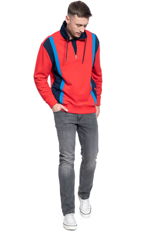 MĘSKA BLUZA WRANGLER CUT&SEW HALFZIP FORMULA RED W6C3HQXWO 112130706