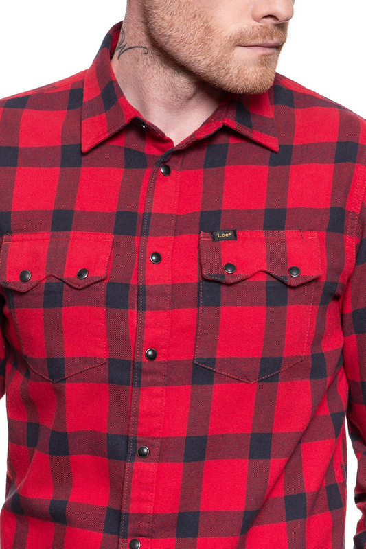KOSZULA MĘSKA W KRATĘ LEE RIDER SHIRT WARP RED L856OEKG 112122576