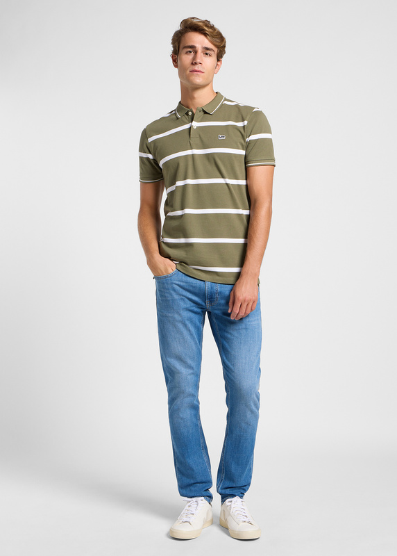 MESKA KOSZULKA LEE PIQUE POLO MERCANTILE GREEN STRIPE 112363858