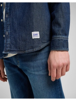 MESKA KOSZULA JEANSOWA  LEE NO POCKET BUTTON DOWN BLUE RIDGE 112370477
