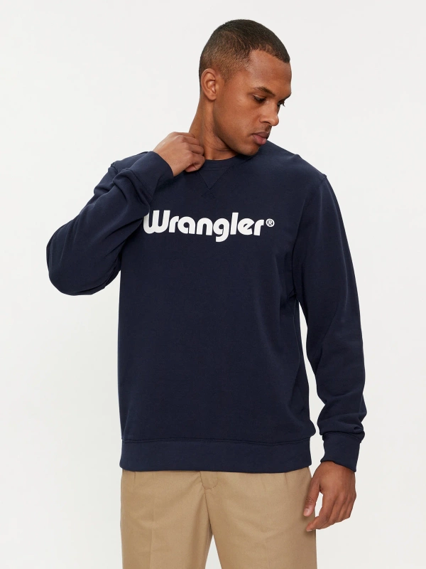 MESKA BLUZA WRANGLER LOGO CREW SWEAT NAVY 112350539