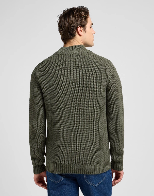 MESKI SWETER  LEE CLEAN HALF ZIP KNIT OLIVE GRAY 112370539